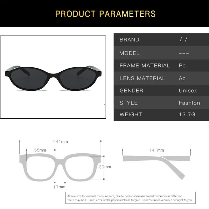 Retro Oval Frame Sunglasses Fashion Personalized Trendy Small Frame Sun Glasses Punk Cat Eyes Sunshade Sun Protection Eyewear