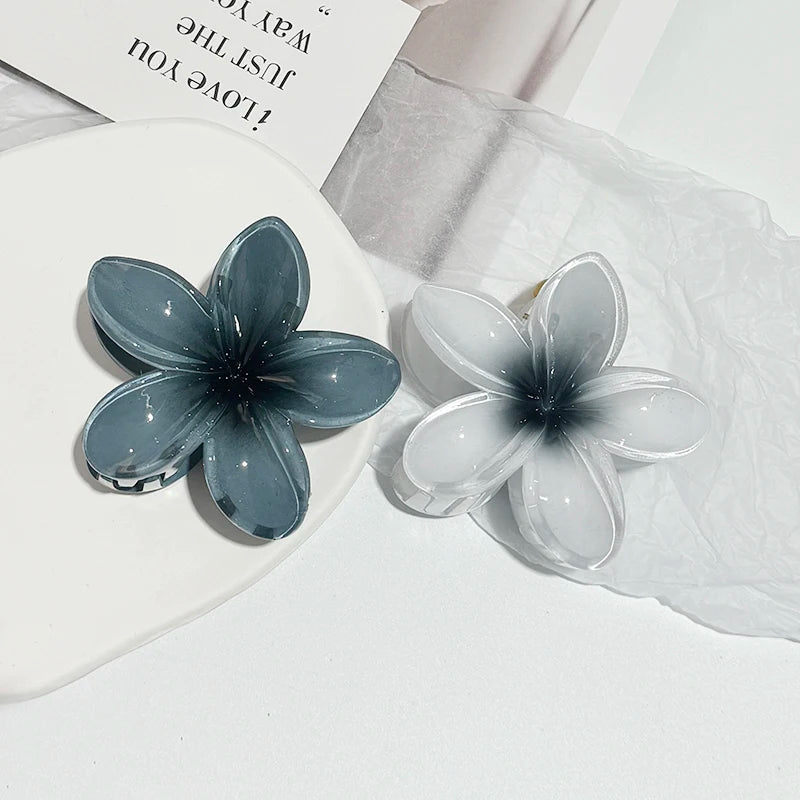 Korean Hawaiian Gradient Flower Hair Claw Clip For Women Girl Fashion Plastic Non Slip Hold Hairpin Barrette Hair Accessories