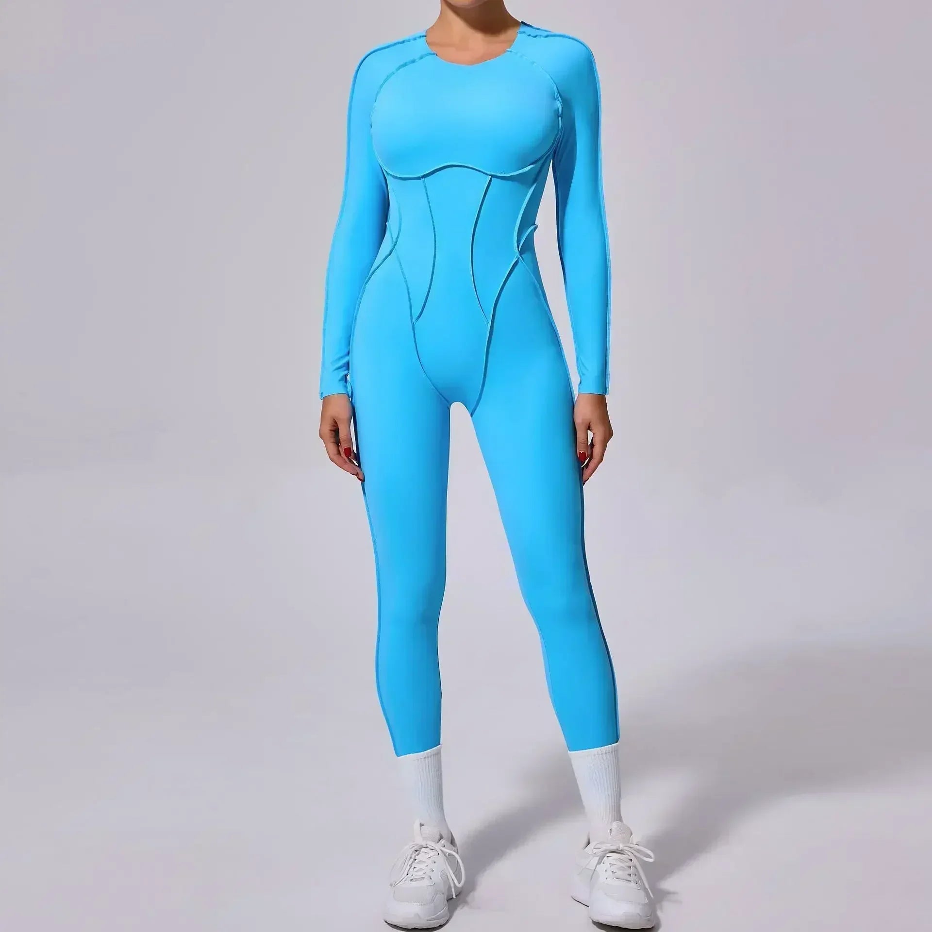 Yoga Sports Fitness Jumpsuits Sets Pants Women's Hip-lifting One-piece Open Back Long-sleeved Outdoors Workout Gym Yoga Bodysuit