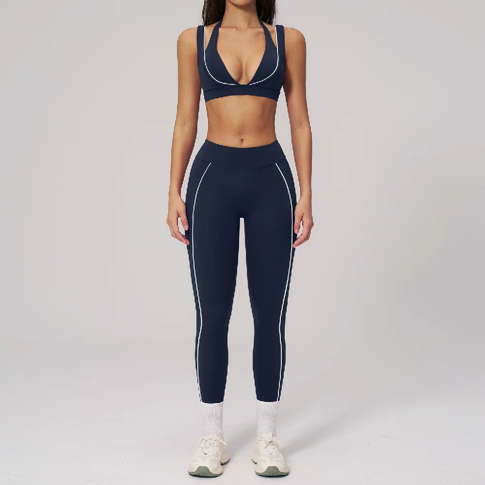 2PCS Yoga Suit  Women Tracksuit Shockproof Sports Bra Gym Workout Clothes Cycling Shorts Female High Waist Legging Athletic Wear