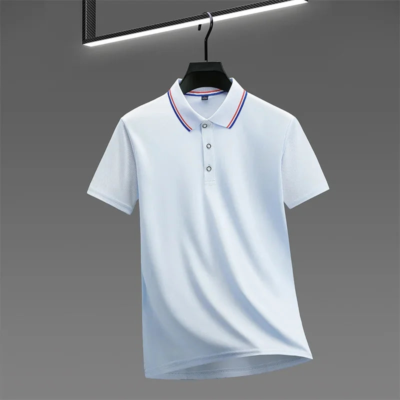 Solid Color Short Sleeve Polo Shirt for Men