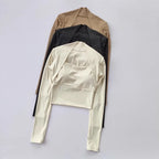 Women's Elegant Long Sleeve Yoga Shawl Sports Top with Chest Cushion Short Elegant Yoga Top Small Camback Pura Speed Dry Autumn