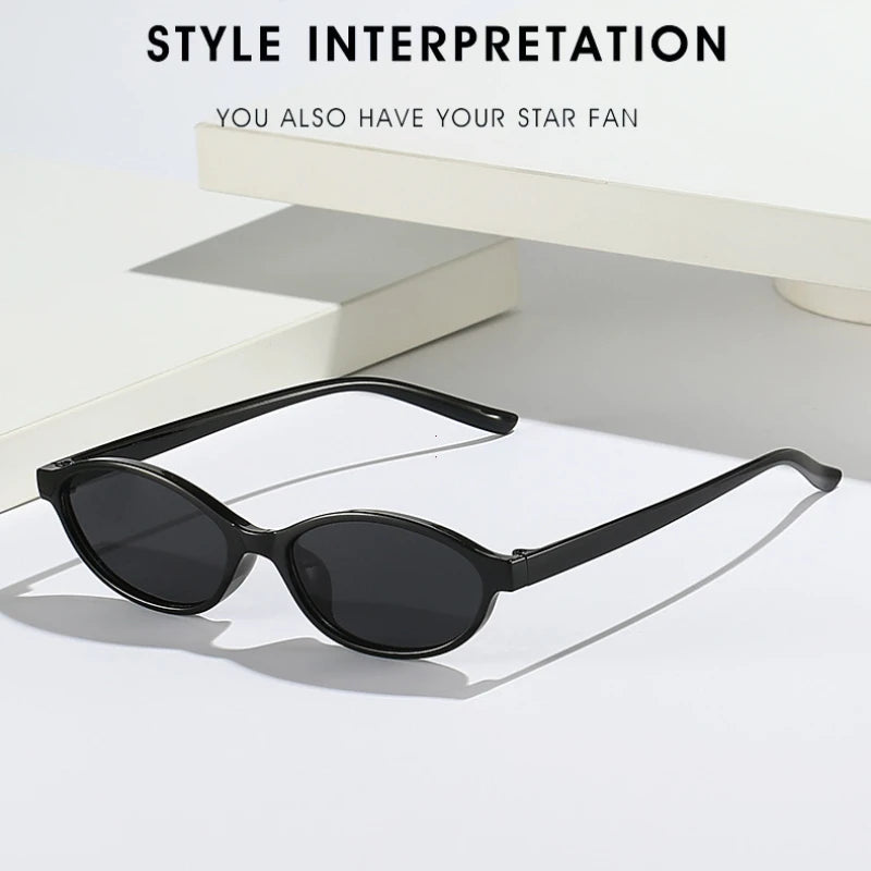 Retro Oval Frame Sunglasses Fashion Personalized Trendy Small Frame Sun Glasses Punk Cat Eyes Sunshade Sun Protection Eyewear