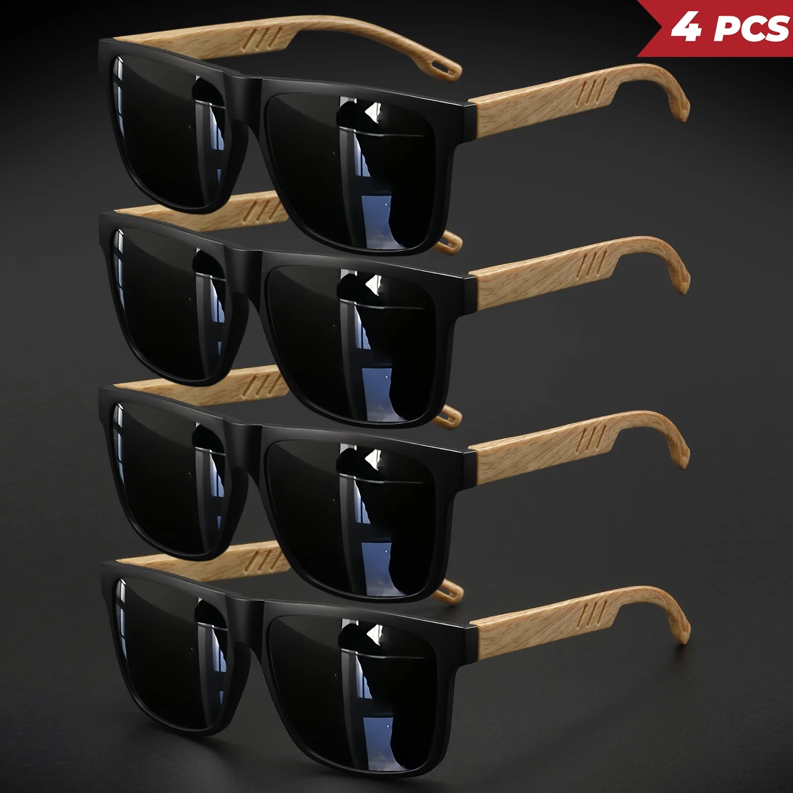 Wood Grain UV400 Square Sunglasses Unisex