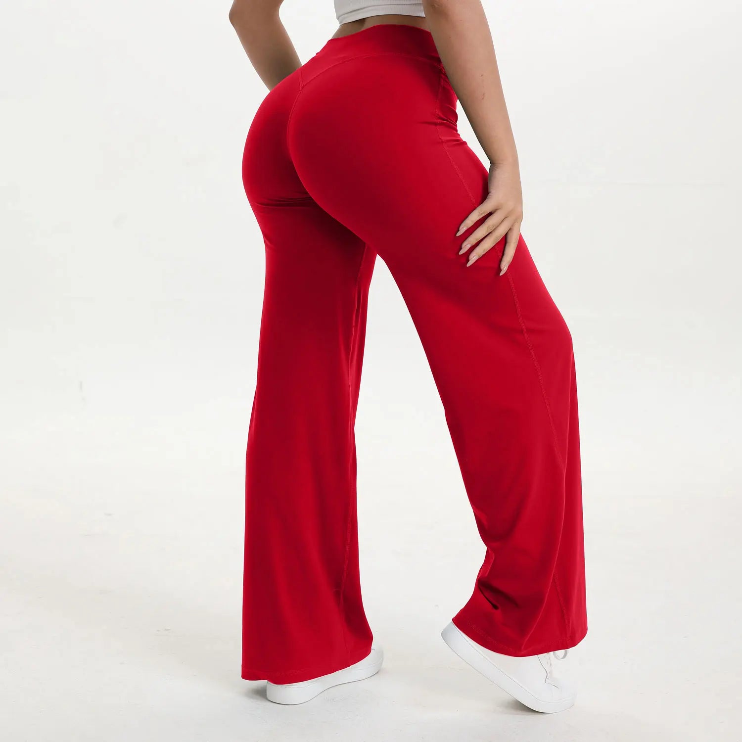 NCLAGEN SoftMotion Straight Leg Bottoms Women's Mid-Waist Yoga Pants GYM Leggings Naked Feel Pilates Running Sports Trousers