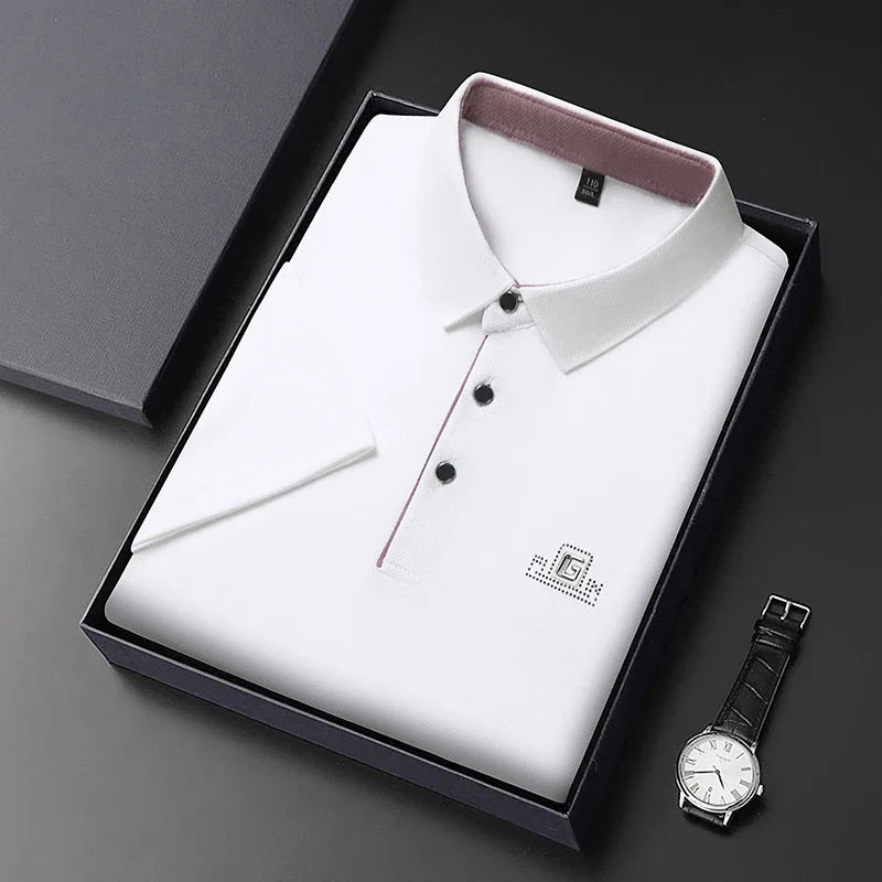 Business Casual Badge Polo Shirt for Men