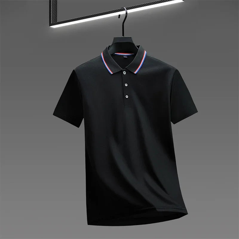 Solid Color Short Sleeve Polo Shirt for Men