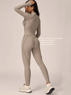 VITALINOVO Womens Running Onesie Athletic Romper Pants Long Sleeve Zip Up Hiking Outfits One Piece Workout Bodycon Jumpsuits