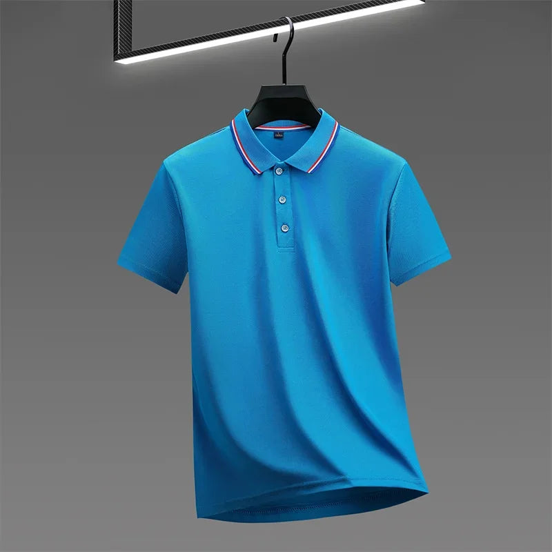 Solid Color Short Sleeve Polo Shirt for Men