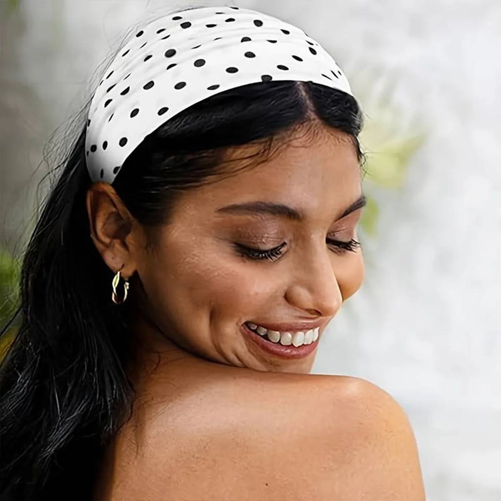 Y2K Retro Boho Breeze Wind Dot Stretch Women's Hairbands Korean Ins Fashion Wide Headbands Yoga Sports Dating Hair Accessories