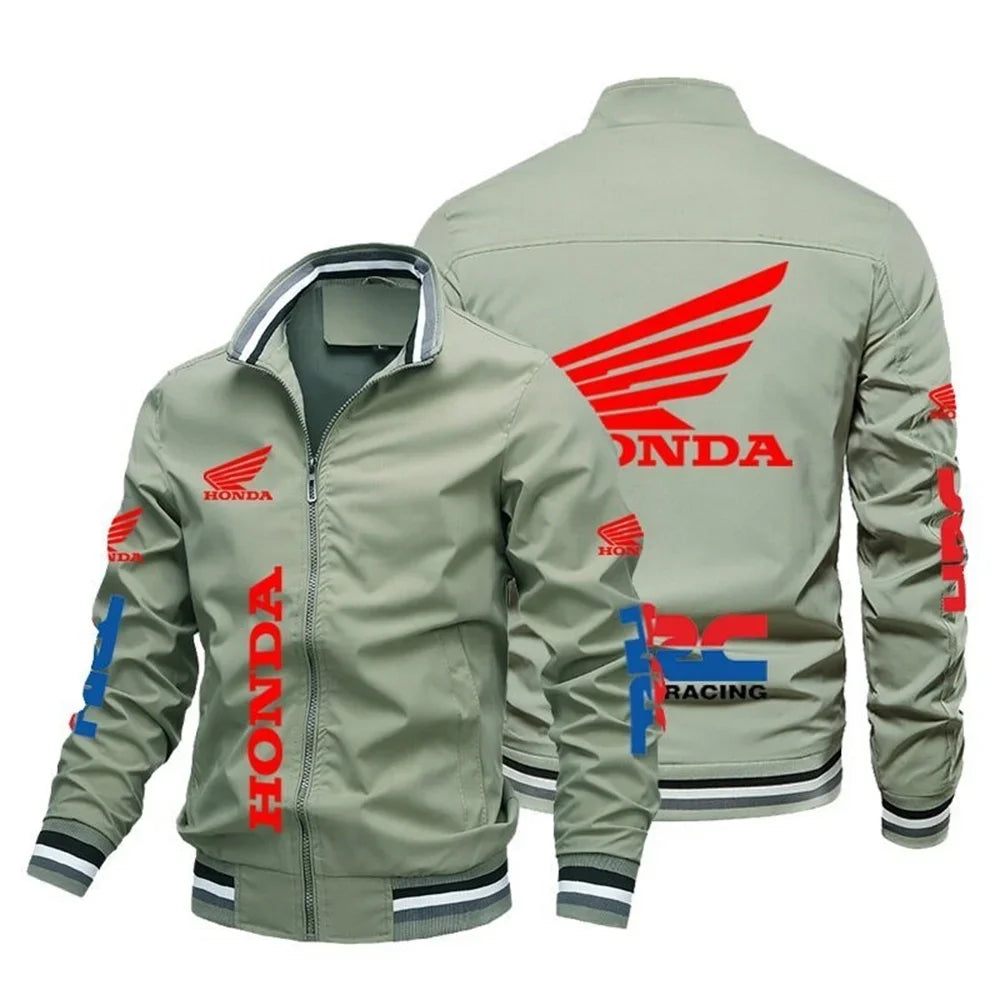 Motorcycle Pattern Bomber Baseball Jacket for Men