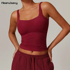Hearuisavy Summer Women's Sports Bra Square Neck Tight Yoga Tank Top Gym Running Breathable Casual Vest Comfort Fit Workout Top