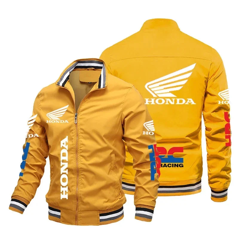 Motorcycle Pattern Bomber Baseball Jacket for Men