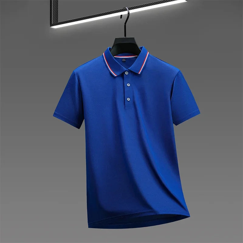 Solid Color Short Sleeve Polo Shirt for Men