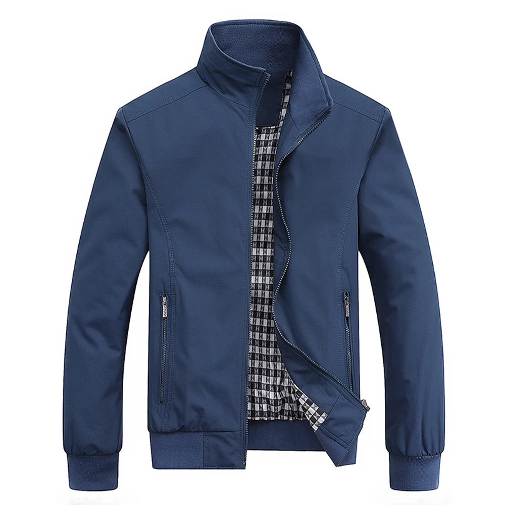 Casual Solid Color Bomber Jacket for Men