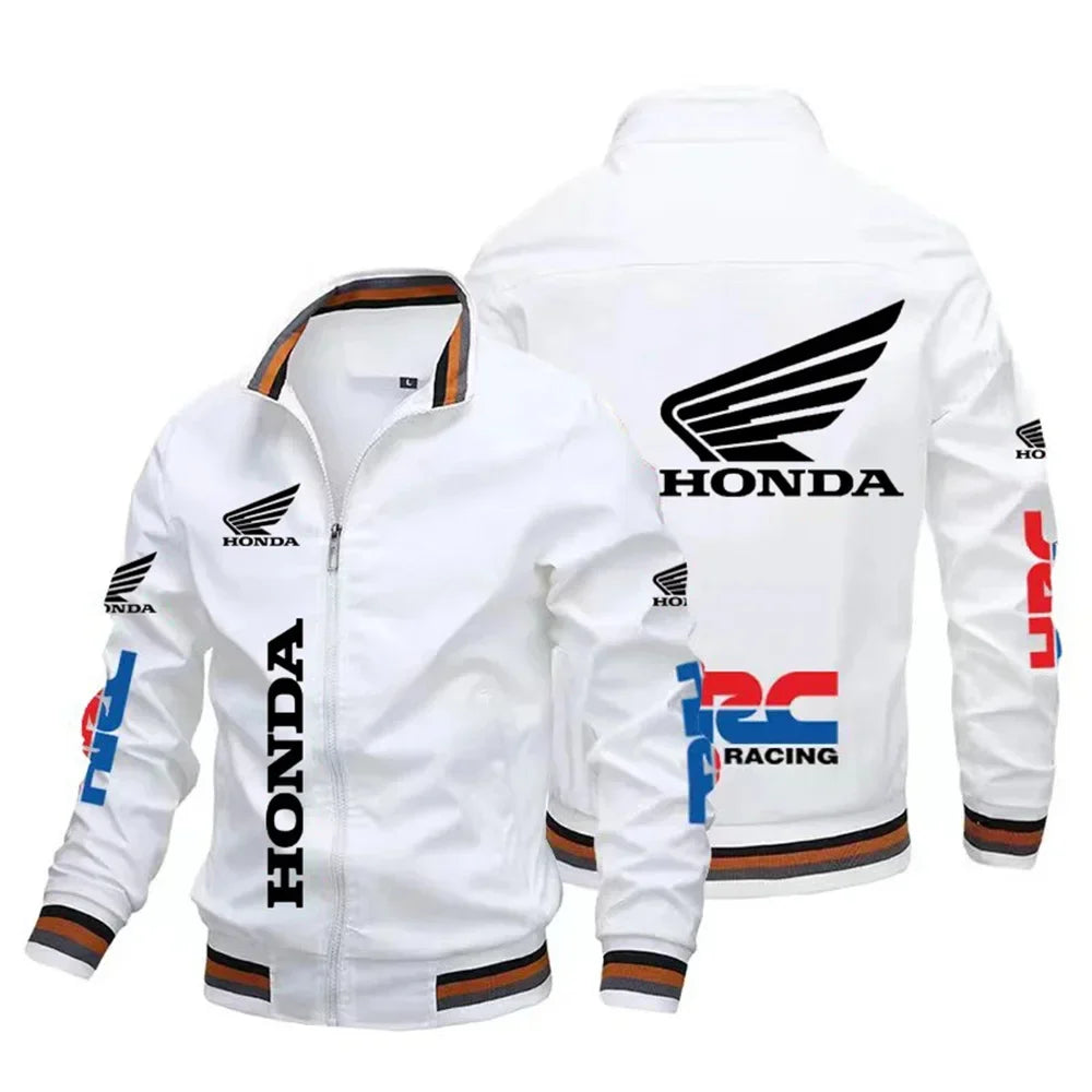 Motorcycle Pattern Bomber Baseball Jacket for Men