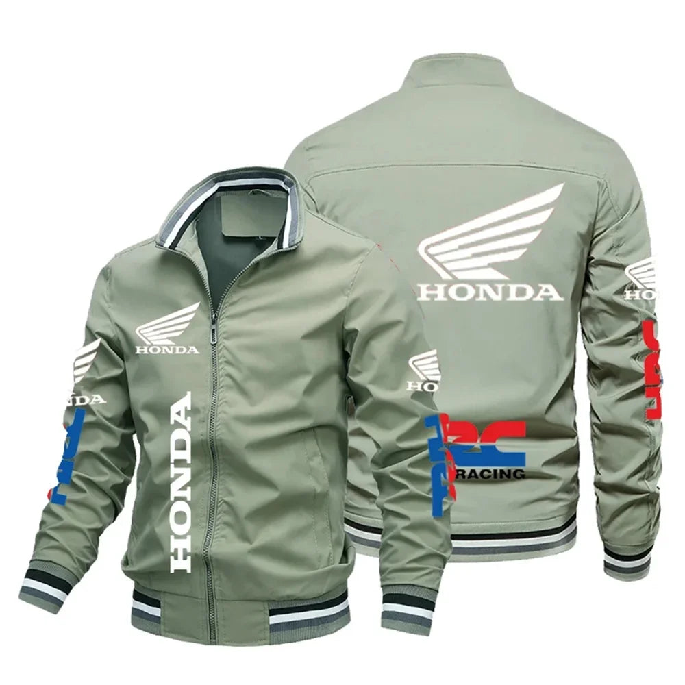 Motorcycle Pattern Bomber Baseball Jacket for Men