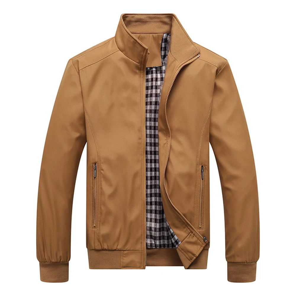Casual Solid Color Bomber Jacket for Men
