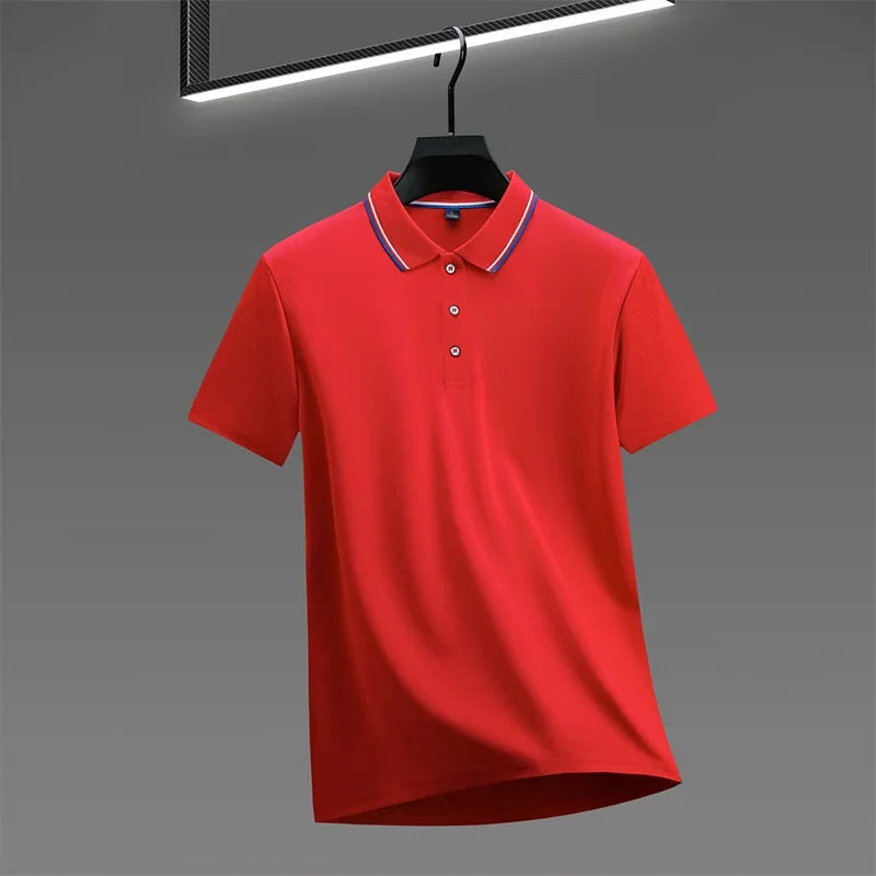 Solid Color Short Sleeve Polo Shirt for Men