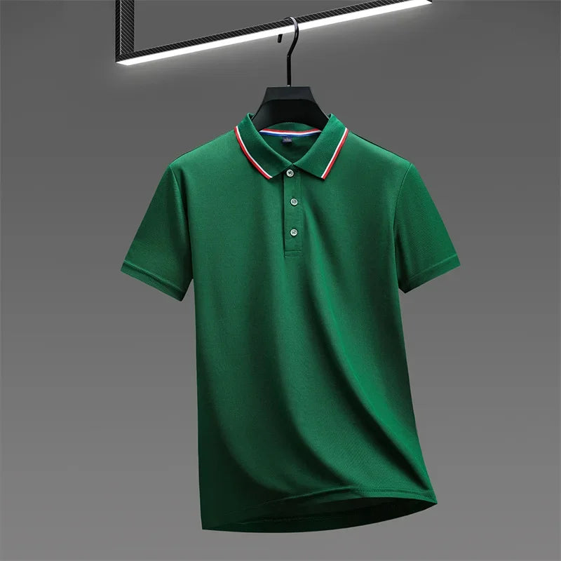 Solid Color Short Sleeve Polo Shirt for Men