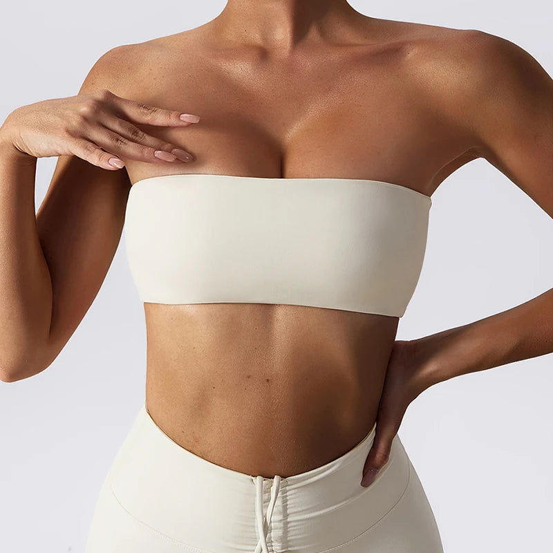 Summer Strapless Sports Bra Gym Women Quick-Drying Yoga Clothes Women Tube Top Fitness Chest Wrap Underwear Workout Bra Female