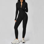 VITALINOVO Womens Running Onesie Athletic Romper Pants Long Sleeve Zip Up Hiking Outfits One Piece Workout Bodycon Jumpsuits