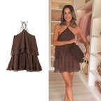Women's New Summer Dress 2026 Fashion Neck Cascading Elegant Youth Ball Party Dresses Chic Polka-dot Mini Comfortable Dress