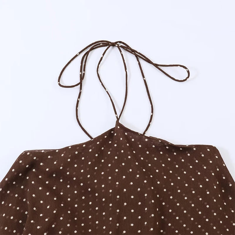 Women's New Summer Dress 2026 Fashion Neck Cascading Elegant Youth Ball Party Dresses Chic Polka-dot Mini Comfortable Dress
