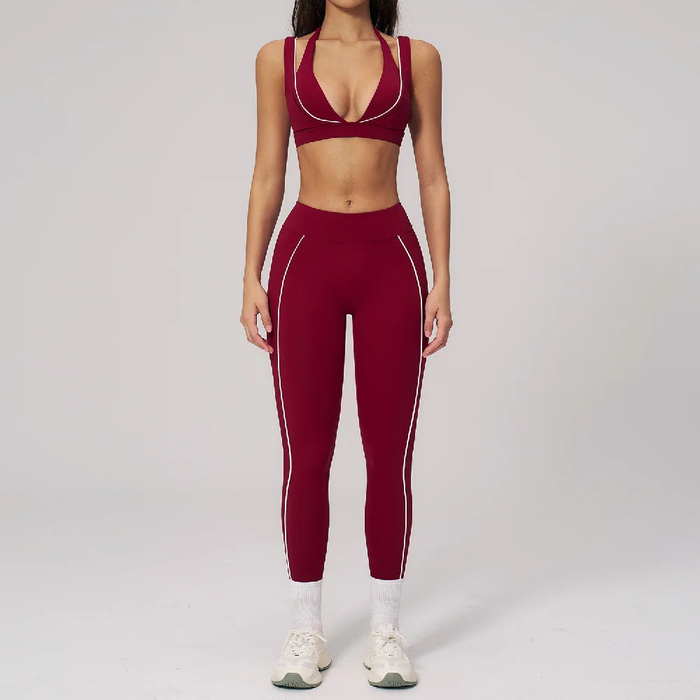 2PCS Yoga Suit  Women Tracksuit Shockproof Sports Bra Gym Workout Clothes Cycling Shorts Female High Waist Legging Athletic Wear