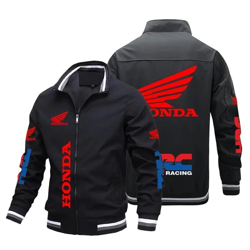 Motorcycle Pattern Bomber Baseball Jacket for Men