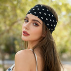 Y2K Retro Boho Breeze Wind Dot Stretch Women's Hairbands Korean Ins Fashion Wide Headbands Yoga Sports Dating Hair Accessories