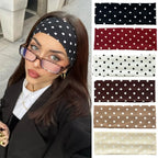 Y2K Retro Boho Breeze Wind Dot Stretch Women's Hairbands Korean Ins Fashion Wide Headbands Yoga Sports Dating Hair Accessories