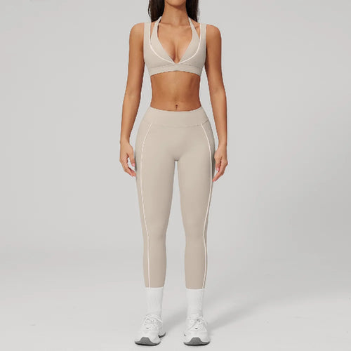 2PCS Yoga Suit  Women Tracksuit Shockproof Sports Bra Gym Workout Clothes Cycling Shorts Female High Waist Legging Athletic Wear