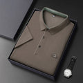 New Men's Business Casual Short Sleeved Shirt with Badge Solid Color Polo Shirt Fashionable Breathable Comfortable Versatile Top