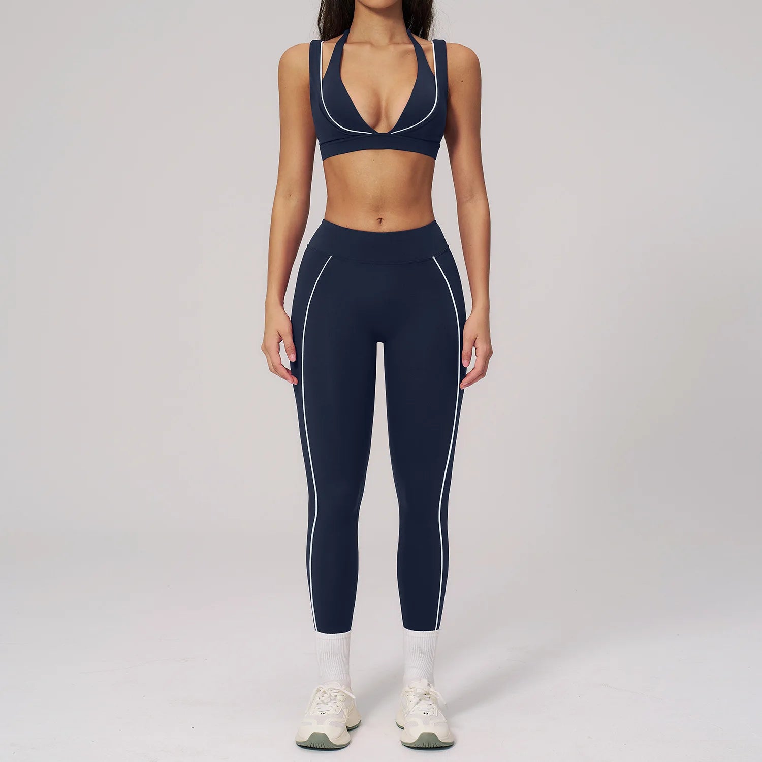 2PCS Yoga Suit  Women Tracksuit Shockproof Sports Bra Gym Workout Clothes Cycling Shorts Female High Waist Legging Athletic Wear