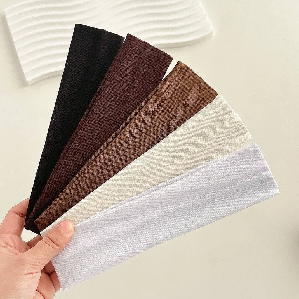 Four Seasons Solid Sports Headbands For Women Fitness Running Yoga Solid Color Elastic Hairbands Stretch Makeup Hair Accessories