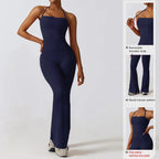 New Summer Women Sleeveless Yoga Jumpsuit Female Gym Flared Overalls Neck-hanging Backless Sportswear Sport Outfit For Woman