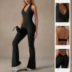 FUBEIKE New Lace Collar Yoga Wear Long Pants Solid ColorRunning Sports Halter Bodysuit Tight Yoga Pilates Sportswear Gym Clothes