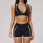 2PCS Yoga Suit  Women Tracksuit Shockproof Sports Bra Gym Workout Clothes Cycling Shorts Female High Waist Legging Athletic Wear