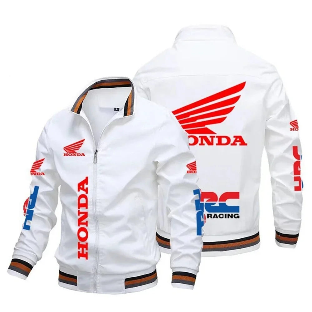 Motorcycle Pattern Bomber Baseball Jacket for Men