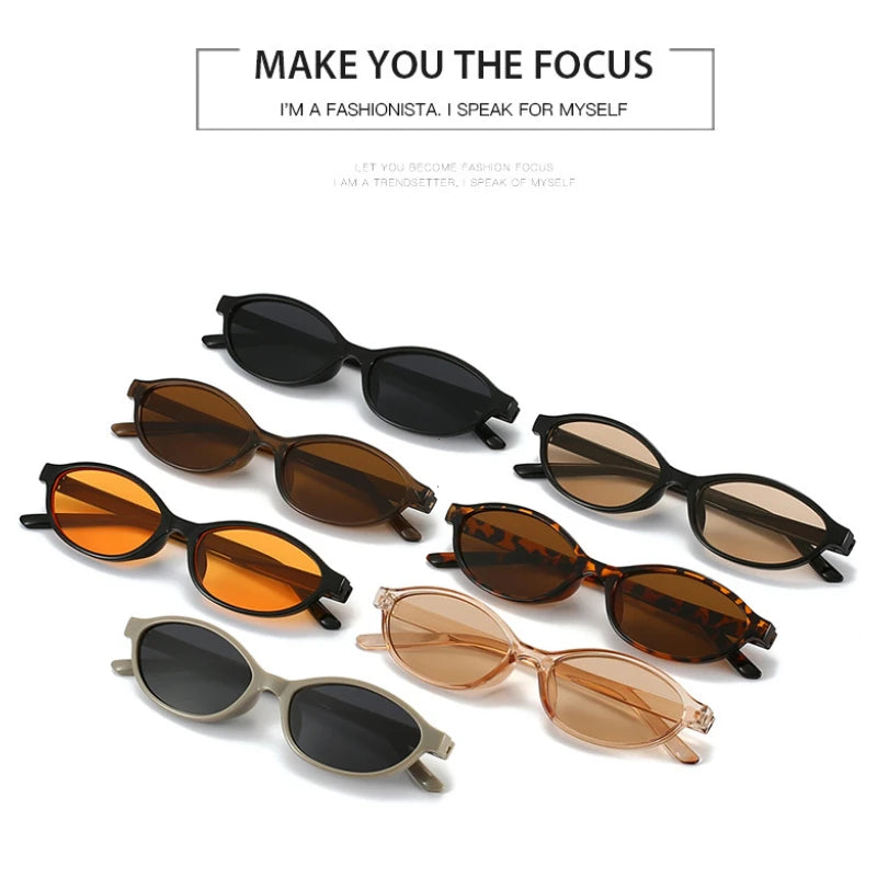 Retro Oval Frame Sunglasses Fashion Personalized Trendy Small Frame Sun Glasses Punk Cat Eyes Sunshade Sun Protection Eyewear