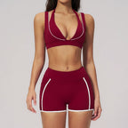2PCS Yoga Suit  Women Tracksuit Shockproof Sports Bra Gym Workout Clothes Cycling Shorts Female High Waist Legging Athletic Wear