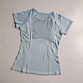 Women's sports and fitness short sleeved shirt, round neck pullover, mesh breathable quick drying yoga and fitness T-shirt
