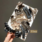 11pcs Women's High-end Frosted Clip Set Women's Back Head Hair Shark Clip Headwear