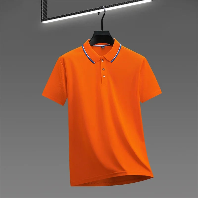 Solid Color Short Sleeve Polo Shirt for Men