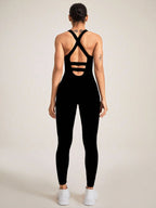 Women's Seamless Shapewear Bodysuit With Tummy Control, CrissCross Straps Backless Body Shaper, Women's Underwear & Shapewear