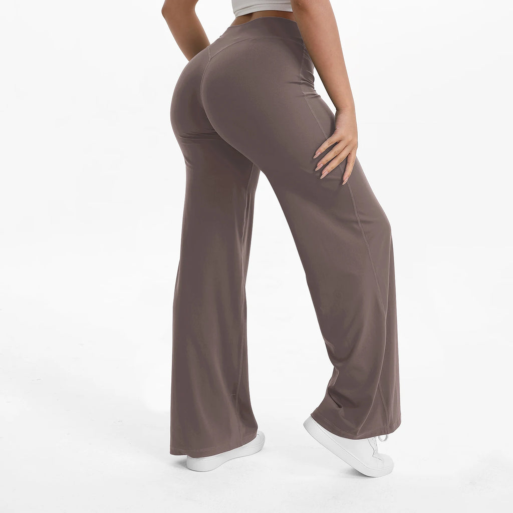 NCLAGEN SoftMotion Straight Leg Bottoms Women's Mid-Waist Yoga Pants GYM Leggings Naked Feel Pilates Running Sports Trousers