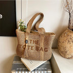 French style large capacity woven straw woven bag for women, new beach vacation shoulder bag, casual commuting tote bag