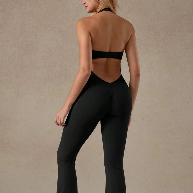 FUBEIKE New Lace Collar Yoga Wear Long Pants Solid ColorRunning Sports Halter Bodysuit Tight Yoga Pilates Sportswear Gym Clothes