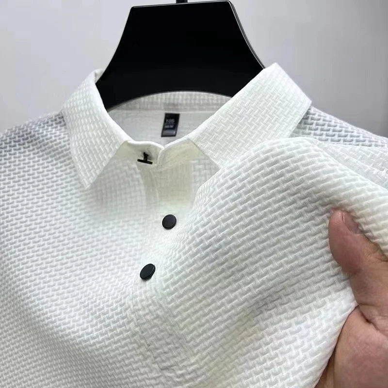 Business Casual Bone Flower Polo Shirt for Men